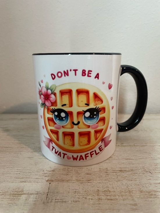 unknown Other - Don't Be A Tw*t Waffle Cute White Ceramic Mug with Black Handle